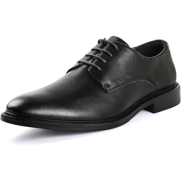 New! Mens Vegan Leather Size 8 Black Dress Shoe - Picture 1 of 4